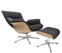 PRIME Ruhesessel u. Hocker EI-Hell/ ARTS Coffee Bean 1198-69, X-Fuss Alu
